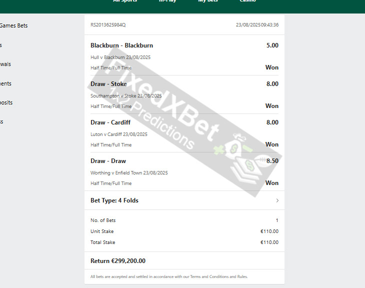 Fixed Matches 100% Sure